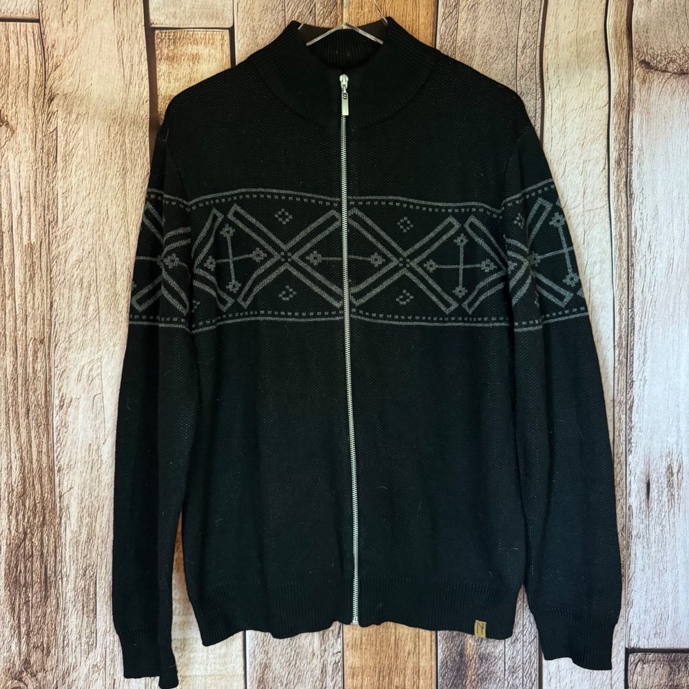 Neve Full Zip Sweater Cardigan Nolan Merino Wool Black Large Winter‎ Nordic Ski